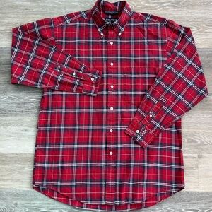 Nautica Shirt Men's Medium Collared Plaid Long Sleeve Button Down 100% Cotton